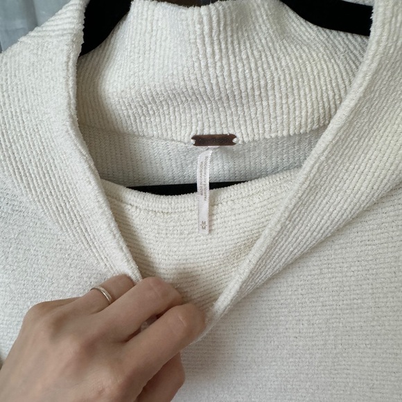 Free People mock neck sweater ribbed Ottoman Slouchy Tunic ecru loose parke - Picture 5 of 12